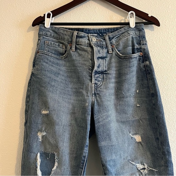 Old Navy Women's High Rise O.G Straight Patchwork Light Wash Jeans Size 6 - Picture 6 of 14